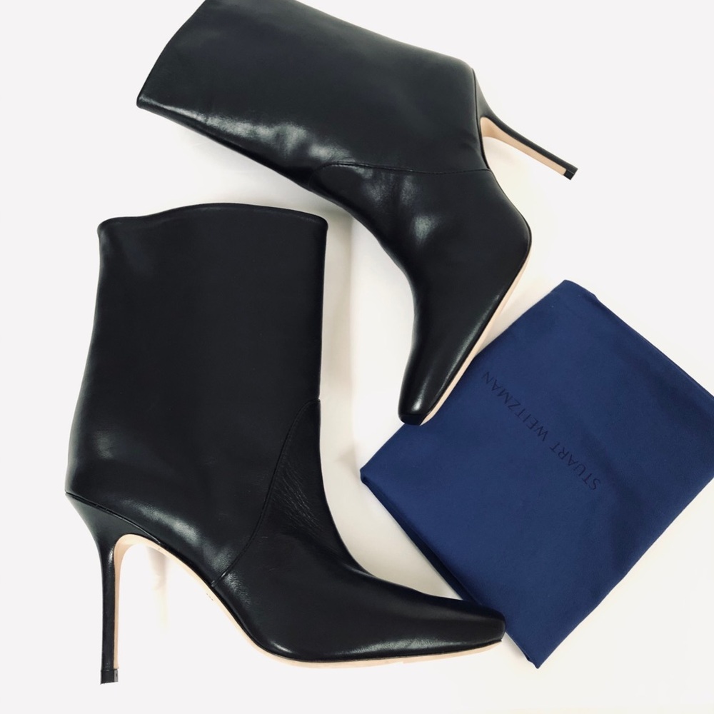 Stuart Weitzman Ebb Black Leather Ankle Boot - Picture 8 of 9